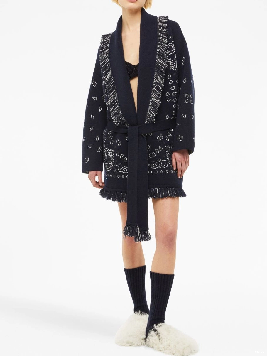 Cheap Women Bandana Alanui cardigan cashmere jacquard 0811
